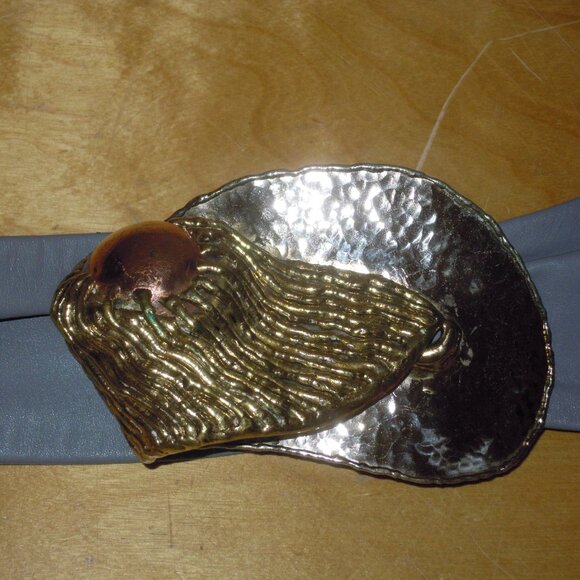 Vintage Belt Buckle Brutalist Abstract Copper Brass Metal MCM Mid-Century Hippie - Picture 3 of 4